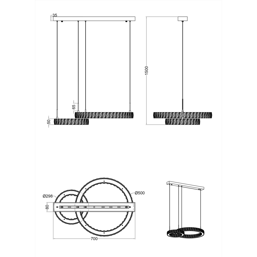 Zuma Line - Lustră LED suspendată pe cablu, 36W/230V, aur roz