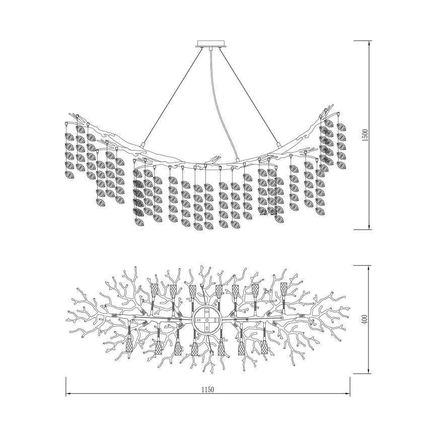 Zuma Line - Lustră suspendată pe cablu, 14 x G9, 3,5 W, 230 V, 115 x 40 cm, aurie