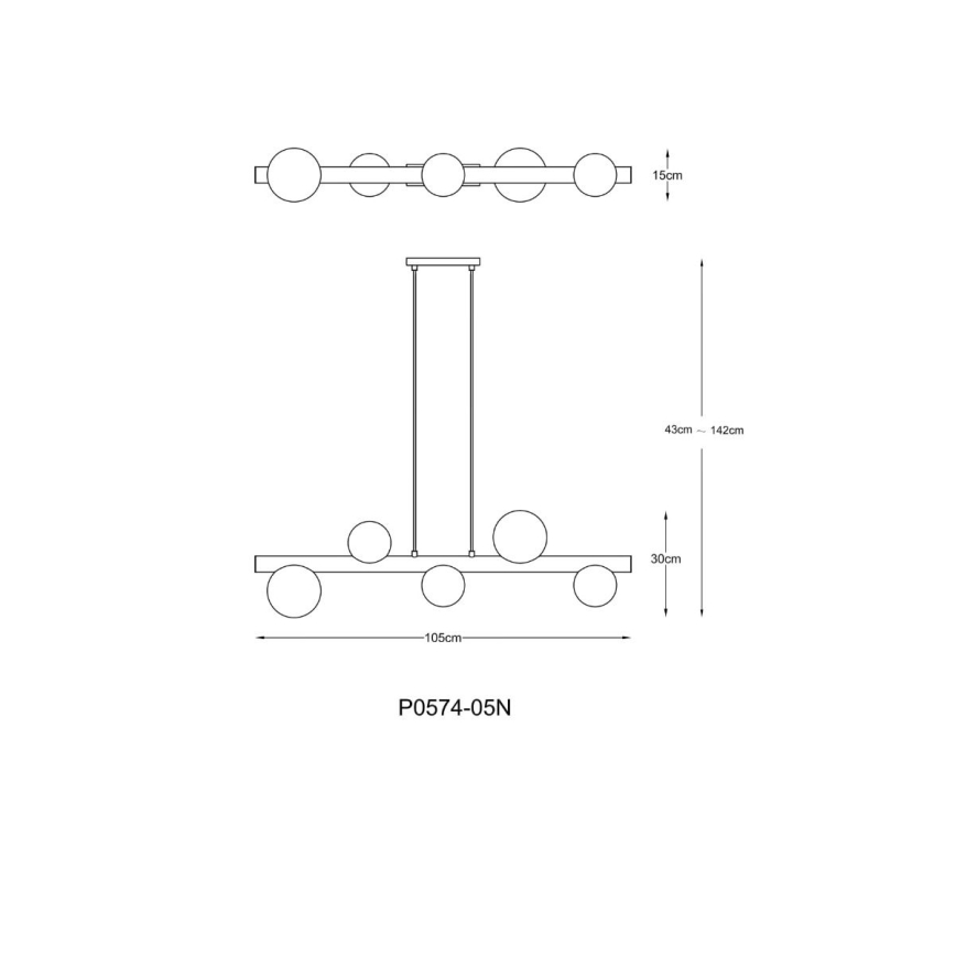 Zuma Line - Lustră suspendată pe cablu 5xG9/33W/230V, finisaj auriu