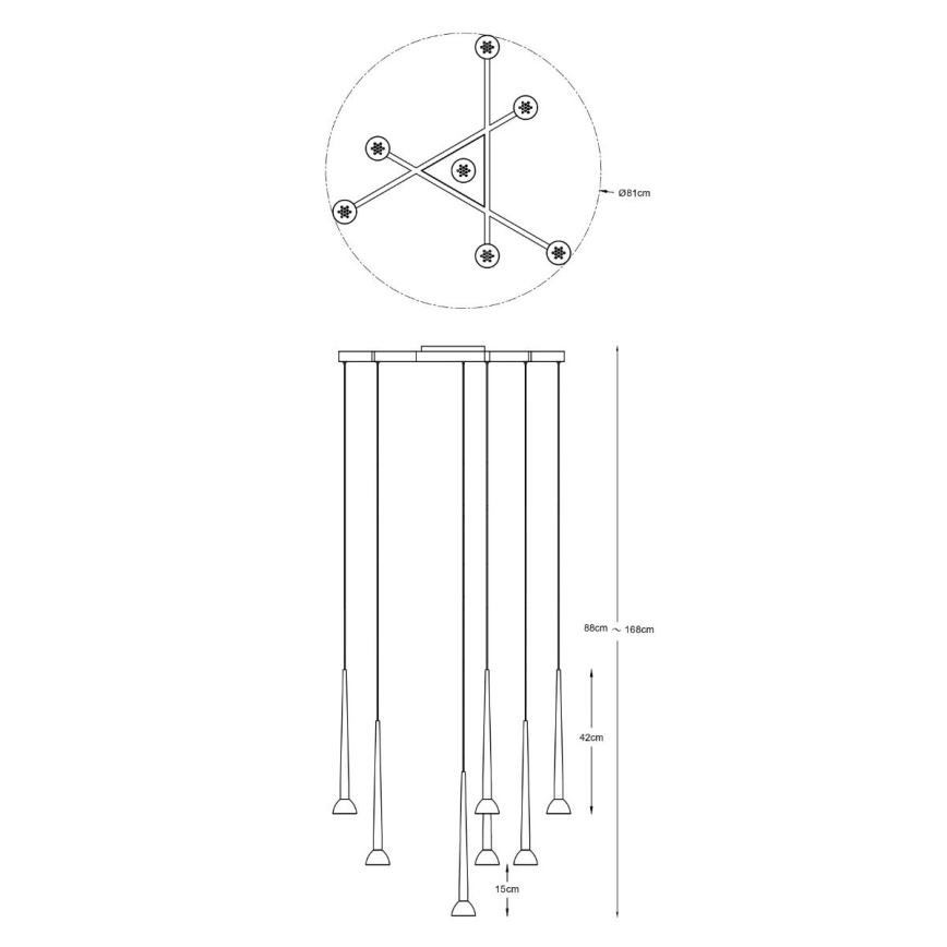 Zuma Line - Lustră LED pe cablu 7xLED/6W/230V negru/auriu