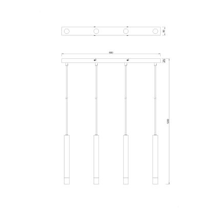 Zuma Line - Lustră suspendată pe cablu 4xG9/5W/230V, auriu